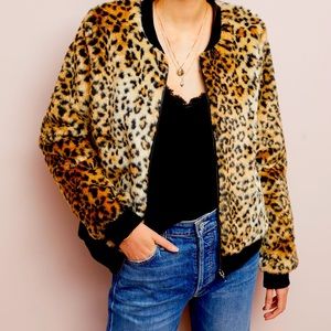Anthropologie Leopard Bomber Jacket